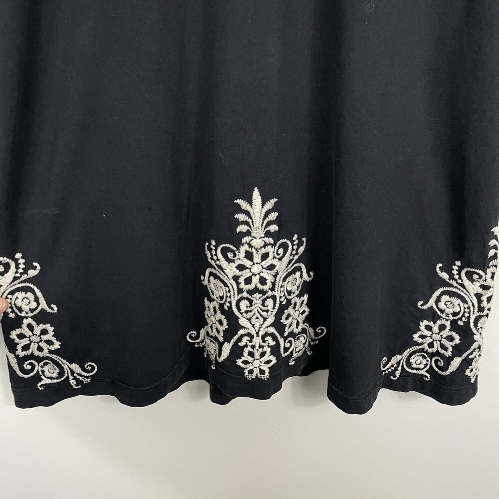 Johnny Was Dress Size Small Black Floral Embroidered V-Neck Boho Fairy Party - Picture 7 of 13